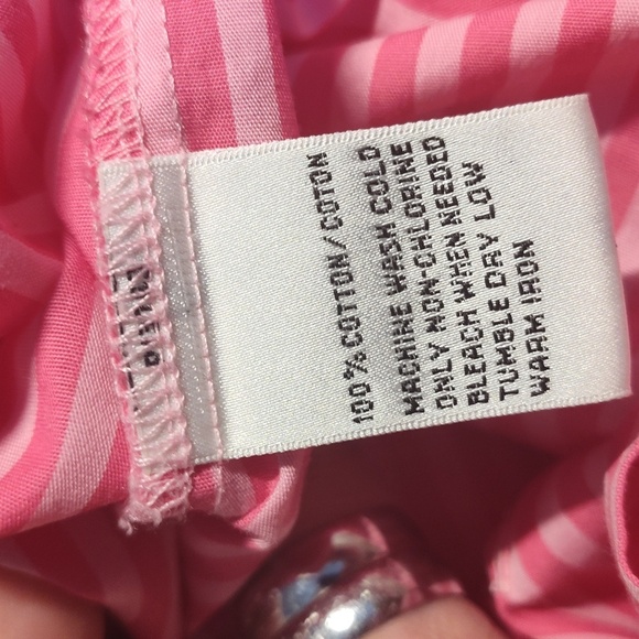 Talbots Pink and White Striped Shirt Size M #555 - Picture 4 of 4